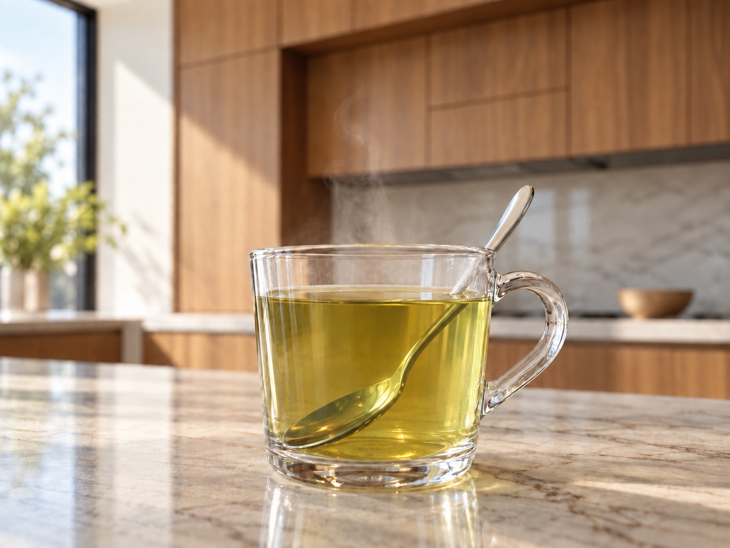 Fresh golden-green tea ready to enjoy