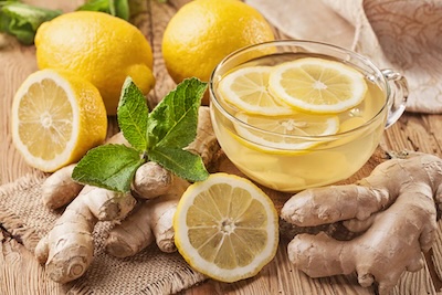 Fresh ginger and lemon